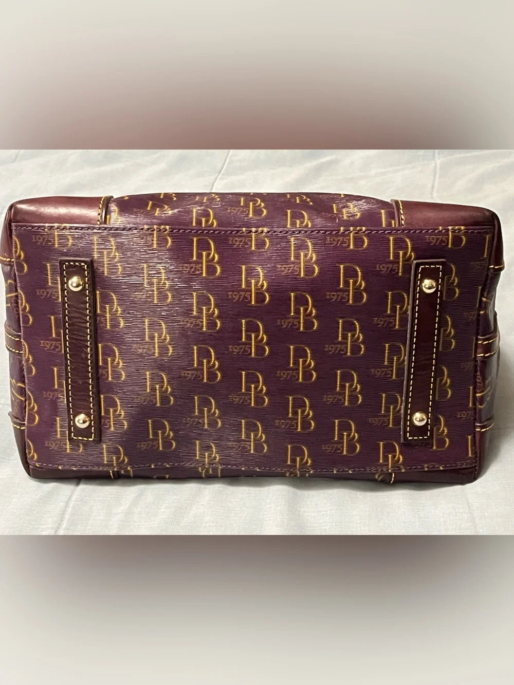 Dooney & Bourke Burgundy 1975 Logo Satchel with Gold Accents